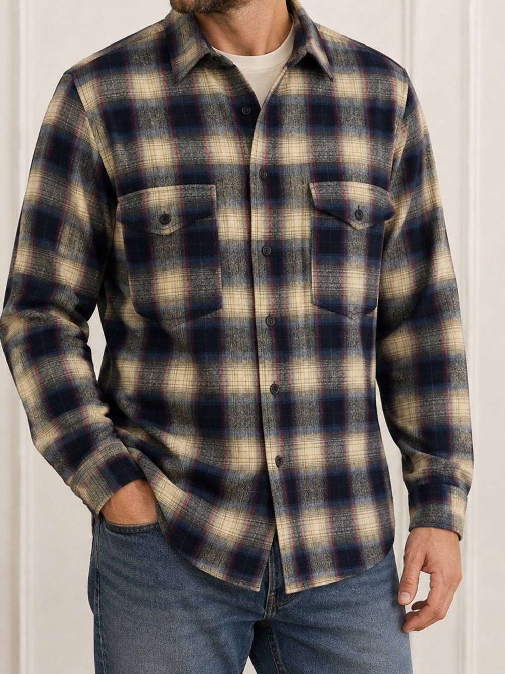Vintage Pendleton Outdoorsman 100% Virgin Wool Plaid Flannel Shirt Large